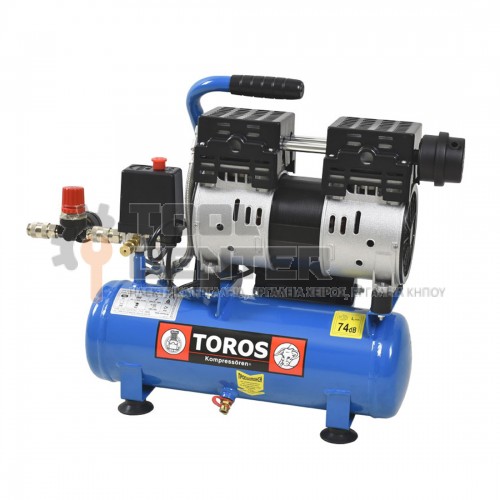 TOROS BRUSHLESS ΑΕΡΟΣΥΜΠΙΕΣΤΗΣ OIL FREE SEMISILENT 6lt 1.0Hp 8bar (#602086)