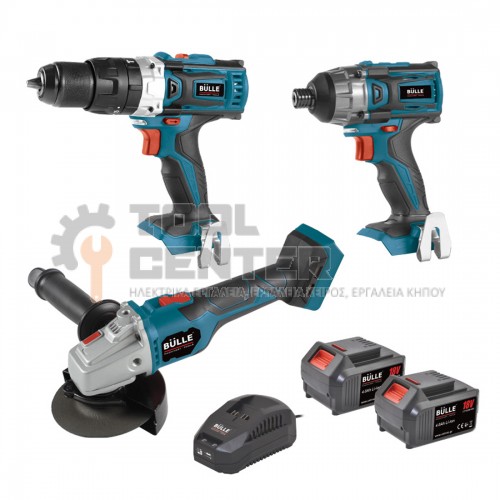 BULLE BRUSHLESS ΣΕΤ 18V ΚΡΟΥΣΤΙΚΟ ΔΡΑΠΑΝΟΚΑΤΣΑΒΙΔΟ 60Nm ΠΑΛΜΙΚΟ ΚΑΤΣΑΒΙΔΙ 180Nm & ΓΩΝΙΑΚΟΣ ΤΡΟΧΟΣ Ø125mm ΜΕ 2 x 4.0Ah (#633357)