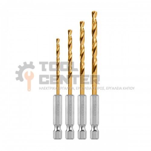 INGCO AKD1401 ΤΡΥΠΑΝΙΑ ΜΕΤΑΛΛΟΥ HSS ME ΥΠΟΔΟΧΗ 1/4" 1.5-4mm 4ΤΕΜ (#AKD1401)