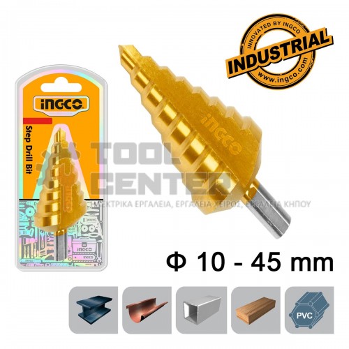 INGCO AKSDS10453 ΤΡΥΠΑΝΙ ΚΩΝΙΚΟ ΜΕ ΔΙΑΒΑΘΜΙΣΗ 10-45mm (#AKSDS10453)
