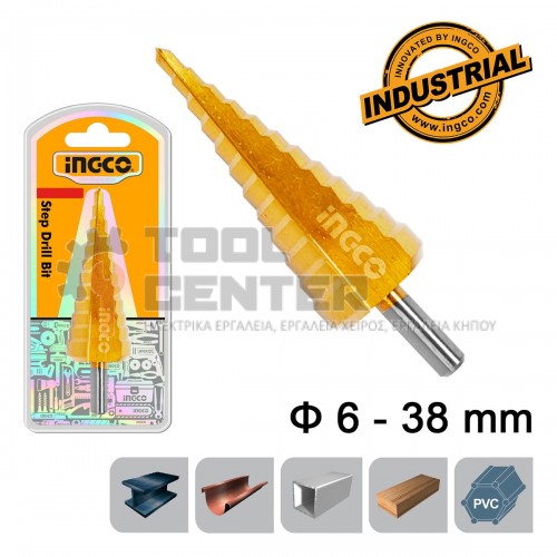 INGCO AKSDS63803 ΤΡΥΠΑΝΙ ΚΩΝΙΚΟ ΜΕ ΔΙΑΒΑΘΜΙΣΗ 6-38mm (#AKSDS63803)