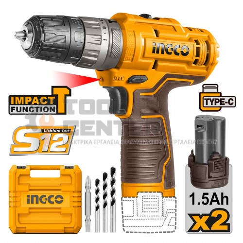 INGCO CIDLI12202E ΚΡΟΥΣΤΙΚΟ ΔΡΑΠΑΝΟΚΑΤΣΑΒΙΔΟ 20Nm 2 x 12V 1.5Ah Li-lon (#CIDLI12202E)