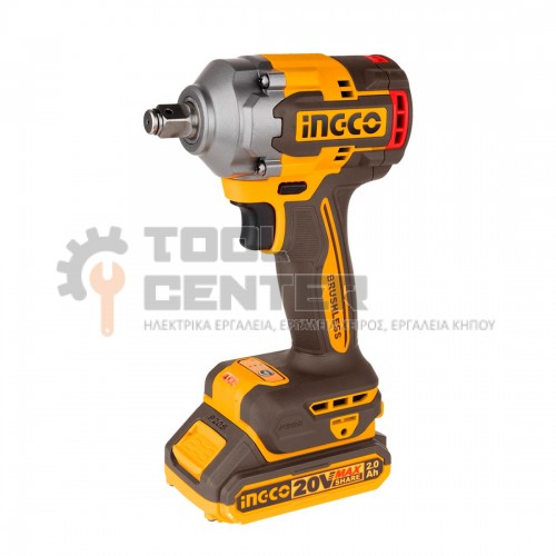 INGCO CIWLI2040 BRUSHLESS ΚΡΟΥΣΤΙΚΟ ΜΠΟΥΛΟΝΟΚΛΕΙΔΟ ΜΠΑΤΑΡΙΑΣ 20V 2x2.0Ah (#CIWLI2040)
