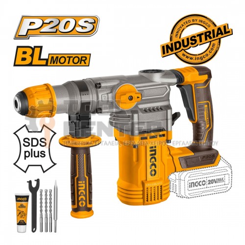 INGCO CRHLI20288 SDS PLUS BRSHLESS ΚΡΟΥΣΤΙΚΟ ΠΕΡΙΣΤΡΟΦΙΚΟ ΣΚΑΠΤΙΚΟ ΠΙΣΤΟΛΕΤΟ 20V Li-lon 4.5J ΧΩΡΙΣ ΜΠΑΤΑΡΙΑ & ΦΟΡΤΙΣΤΗ (#CRHLI20288)