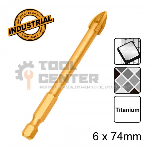 INGCO DBG1130601 ΤΡΥΠΑΝΙ ΠΛΑΚΙΔΙΩΝ ΓΥΑΛΙΟΥ 6x74mm (#DBG1130601)