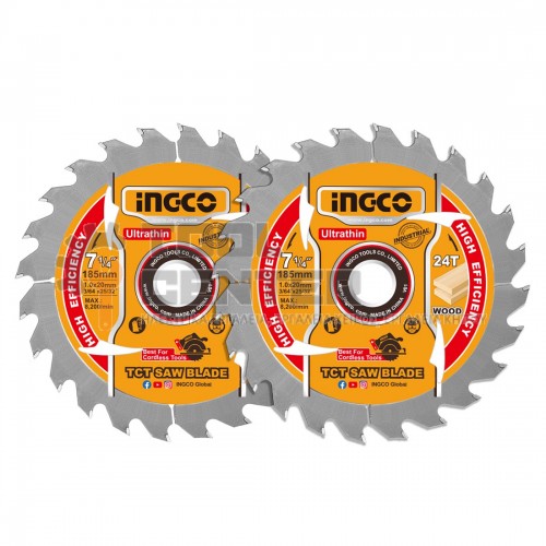 INGCO TSB1853 ΔΙΣΚΟΣ ΚΟΠΗΣ ΞΥΛΟΥ ΛΕΠΤΟΣ 2 ΤΕΜ Ø185mm (#TSB1853)