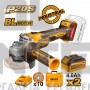 INGCO CAGLI211542 ΓΩΝΙΑΚΟΣ ΤΡΟΧΟΣ 115mm 20V 2 x 4.0Ah (#CAGLI211542)