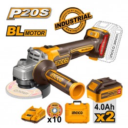 INGCO CAGLI211542 ΓΩΝΙΑΚΟΣ ΤΡΟΧΟΣ 115mm 20V 2 x 4.0Ah (#CAGLI211542)