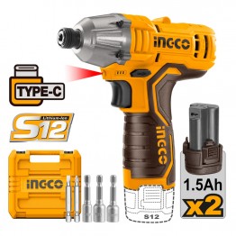 INGCO CIRLI12015 ΠΑΛΜΙΚΟ ΚΑΤΣΑΒΙΔΙ ΜΠΑΤΑΡΙΑΣ 2 x 1.5Ah 12V Li-lon USB TYPE-C 100Nm (#CIRLI12015)